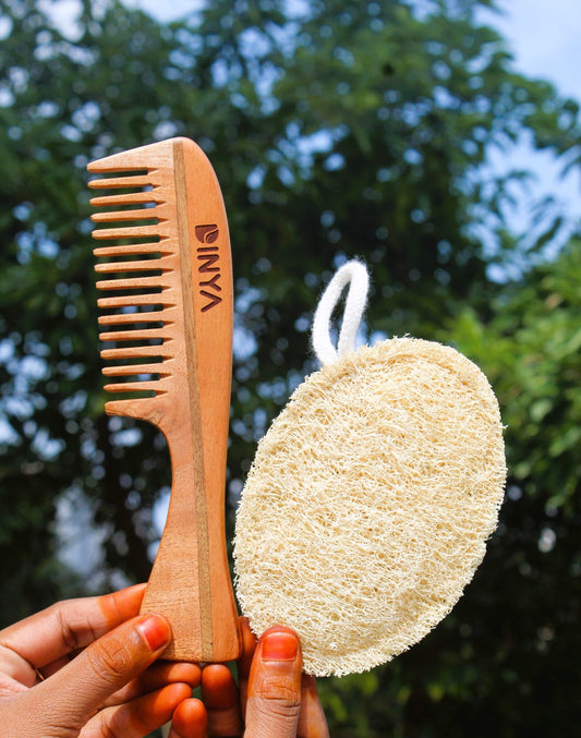 Dinya s curve neem comb and loofah